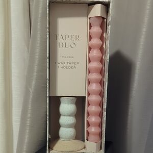 Anthropologie Cream and Light Pink Wax Taper Set